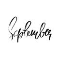 Hand drawn typography lettering. September. Month inscription. Vector Illustration. Royalty Free Stock Photo