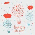Hand drawn typography poster. Love is in the air