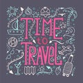 Hand-drawn typography poster - Time to travel.