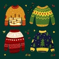 hand drawn ugly sweater collection vector design illustration