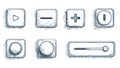 Hand Drawn UI Buttons and Media Control Interface Sketch Set Royalty Free Stock Photo
