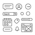 Hand Drawn UI UX Elements Collection Set of Sketch Style Interface Icons Royalty Free Stock Photo