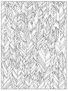 Hand drawn Uncolored Abstract Adult Coloring book page with autumn leaves