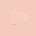 Hand drawn unicorn, vector vintage design elements, outline horse drawing. Clip art Royalty Free Stock Photo