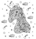 Hand drawn unicorn on white background Royalty Free Stock Photo