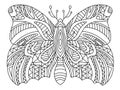 Hand-drawn unreal cartoon butterfly colouring book page vector Royalty Free Stock Photo
