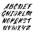 Hand drawn upper case alphabet. Vintage handwritten brush style font