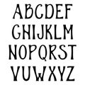 Hand drawn upper case alphabet. Vintage handwritten font in gothic style.