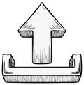 Hand drawn upward upload icon vector illustration Royalty Free Stock Photo