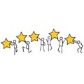 Hand drawn User experience feedback icon , stick figure with stars symbol for Clients evaluating product, Consumer product review Royalty Free Stock Photo