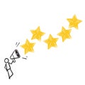 Hand drawn User experience feedback icon , stick figure with stars symbol for Clients evaluating product, Consumer product review Royalty Free Stock Photo