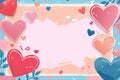 Hand drawn valentine day concept frame with heart and flower background Royalty Free Stock Photo