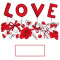 Valentine`s Day background. Vector sketch illustration