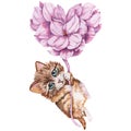 Hand Drawn valentine`s day Love CAT Illustration for card making, paper, textile, printing, packaging