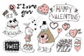 Hand drawn valentine set 02