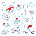 Hand drawn Valentines Day vector objects