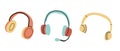 Hand drawn Various Headphones in flat style Royalty Free Stock Photo