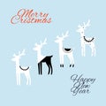 Hand drawn vector abstract black white deer Merry Christmas and Happy New Year time vintage cartoon illustrations greeting card te Royalty Free Stock Photo