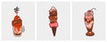 Hand drawn vector abstract cartoon ice creram cone,sundae line art illustration set.Ice cream dessert vector Royalty Free Stock Photo
