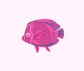 Hand drawn vector abstract cartoon marine underwater set of cute ocean color fishes. Fish characters concept for funny Royalty Free Stock Photo