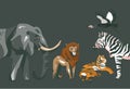 Hand drawn vector abstract cartoon modern graphic African Safari collage illustrations art banner with safari animals Royalty Free Stock Photo