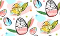 Hand drawn vector abstract creative universal Happy Easter seamless pattern Royalty Free Stock Photo