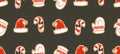 Hand drawn vector abstract fun Merry Christmas time cartoon illustration seamless pattern with baked gingerbreads Royalty Free Stock Photo