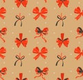 Hand drawn vector abstract fun Merry Christmas time cartoon rustic festive seamless pattern with cute illustrations of Royalty Free Stock Photo