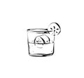 Hand drawn vector abstract graphic artistic cooking ink sketch illustration drawing of cocktail drink in glass isolated Royalty Free Stock Photo