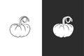 Hand drawn vector abstract graphic,black and white silhouette autumn vegetable,harvest thanksgiving and Halloween