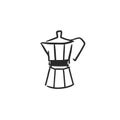 Hand drawn vector abstract graphic doodle simple minimalistic line illustrations with coffee brewing equipment