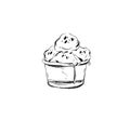 Hand drawn vector abstract ink graphic sketch illustration icon with ice cream balls in cup isolated on white background Royalty Free Stock Photo