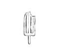 Hand drawn vector abstract ink graphic sketch illustration icon with ice lolly isolated on white background