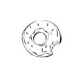 Hand drawn vector abstract ink realistic graphic sketch drawing illustration with glazed donut dessert isolated on white