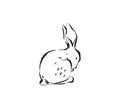 Hand drawn vector abstract ink sketch graphic drawing Happy Easter cute simple bunny illustrations elements for your