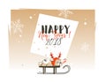 Hand drawn vector abstract Merry Christmas and Happy New Year 2018 time cartoon illustrations greeting card template Royalty Free Stock Photo