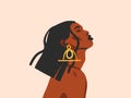 Hand drawn vector abstract stock flat graphic illustration with ethnic tribal black beautiful african american woman and