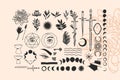 Hand drawn vector abstract stock flat graphic illustrations alchemy esoteric icons collection set with logo elements Royalty Free Stock Photo