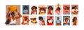 Hand drawn vector abstract stock graphic illustrations collection set with young happy black afro american beauty women