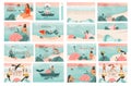 Hand drawn vector abstract stock graphic summer time cartoon, contemporary illustrations prints bundle collection set Royalty Free Stock Photo