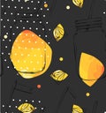 Hand drawn vector abstract summer time organic fresh fruits seamless pattern with lemonade detox cocktails Royalty Free Stock Photo