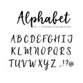 Hand drawn vector alphabet. Brush script font. Isolated upper case letters written with marker, ink. Calligraphy