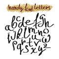 Hand drawn vector alphabet. Lettering style black handy letters.