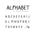 Hand drawn vector alphabet. Sans serif font, isolated letters written with marker, ink. Calligraphy, lettering. Royalty Free Stock Photo