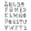 Hand drawn vector alphabet. Royalty Free Stock Photo