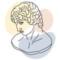 Hand drawn vector of ancient Greek young man bust.