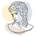 Hand drawn vector of ancient Greek young man head