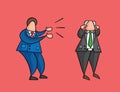 Hand-drawn vector angry businessman worker yelling at boss and boss is closing his ears Royalty Free Stock Photo