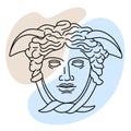 Hand drawn vector of antique Greek gorgon head