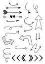 Hand drawn vector arows set